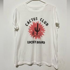 Lucky Brand White Cactus Club Short Sleeve Tee